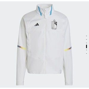 Size L Adidas Belgium Game Day Anthem White Soccer Jacket Mens IC1567 NEW